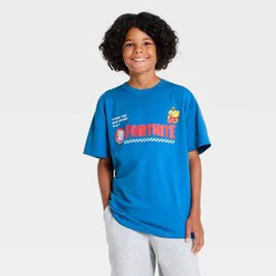 Boys' Fortnite Hero Chart Short Sleeve Oversized Front and Back Graphic T-Shirt - Blue M