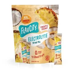 FlavCity Hydration Electrolyte Supplement Powder - Pineapple Coconut - 3.9oz/12ct