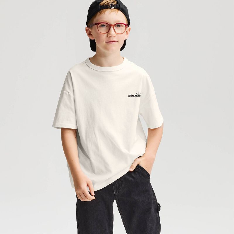 slide 1 of 4, Boys' Short Sleeve 100% Cotton Gamer Oversized Graphic T-Shirt - Cat & Jack™ Cream M, 1 ct