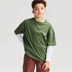 Boys' Short Sleeve 100% Cotton Fish Oversized Graphic T-Shirt - Cat & Jack™ Moss Green M
