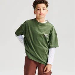 Boys' Short Sleeve 100% Cotton Fish Oversized Graphic T-Shirt - Cat & Jack™ Moss Green M