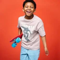 Boys' Short Sleeve 100% Cotton Skateboard Oversized Graphic T-Shirt - Cat & Jack™ Light Mauve S