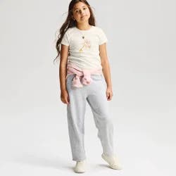 Girls' Short Sleeve 100% Cotton 'Key' Graphic T-Shirt - Cat & Jack™ Cream XL
