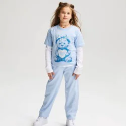 Girls' Short Sleeve 100% Cotton 'Bear' Oversized Graphic T-Shirt - Cat & Jack™ Blue M