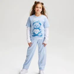 Girls' Short Sleeve 100% Cotton 'Bear' Oversized Graphic T-Shirt - Cat & Jack™ Blue M