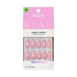 KISS Products Kiss Glam Embellished Press-On Fake Nails - Medium Almond - Happy Friday - 35ct