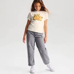 Girls' Short Sleeve Halloween 'Puppy Pumpkins' Oversized Graphic T-Shirt - Cat & Jack™ Cream L