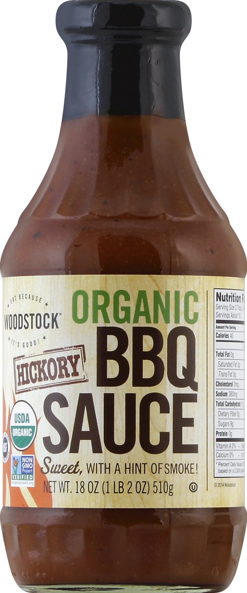 slide 3 of 3, Woodstock Organic Hickory Bar-B-Q Sauce 18 oz, 18 oz