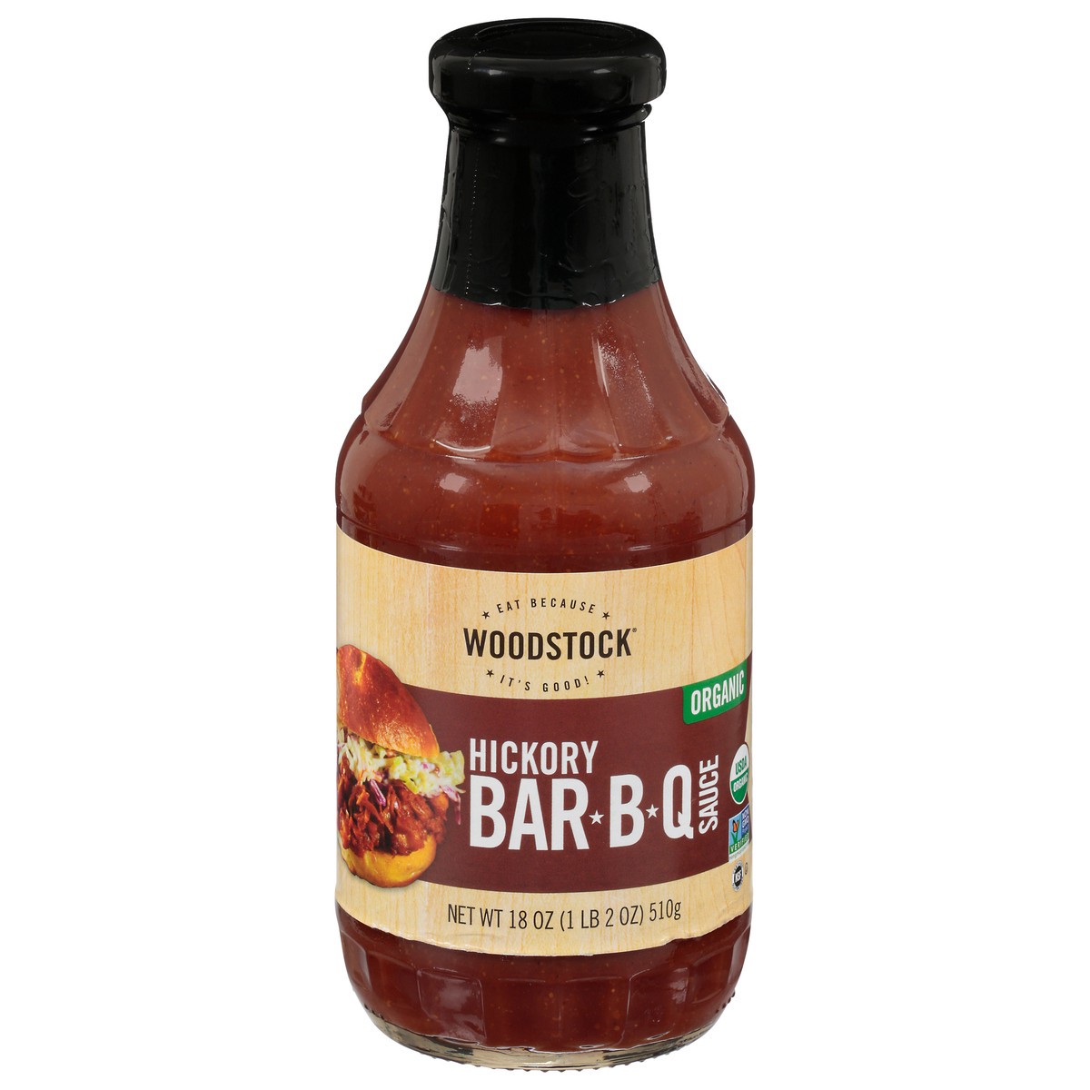 slide 1 of 3, Woodstock Organic Hickory Bar-B-Q Sauce 18 oz, 18 oz