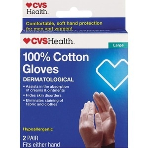 slide 1 of 1, CVS Health 100% Cotton Gloves Dermatological, Large, 2 ct