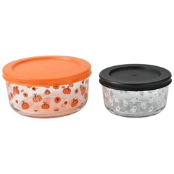 Cook With Color 4pc (Set of 2) Halloween Glass Food Storage Container Set