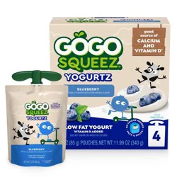 GoGo squeeZ YogurtZ Blueberry Pouches - 3oz/4ct