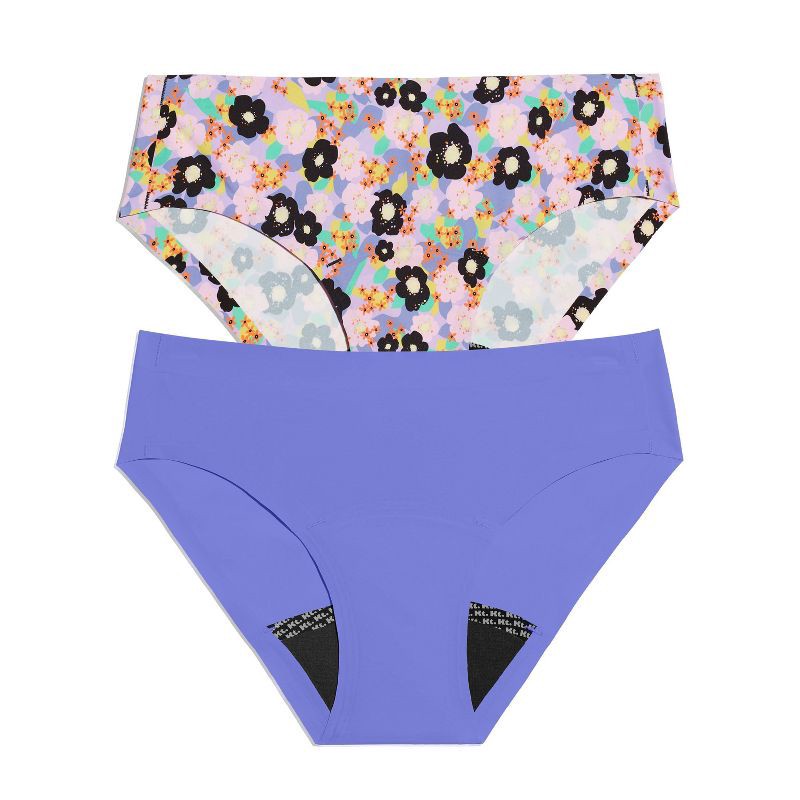 slide 1 of 12, Kt by Knix Girls' 2pk Ultra Thin Leakproof Bikini Period Underwear - Blue/Multicolor L, 2 ct