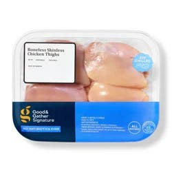 No Antibiotics Ever Air Chilled Boneless Skinless Chicken Thighs - 0.75-1.90lbs- price per lb - Good & Gather™