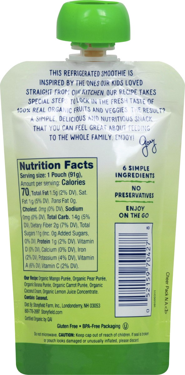 slide 2 of 10, Stonyfield Organic Dairy Free Tropical Twist Smoothie 3.2 oz. Pouch, 3.2 oz