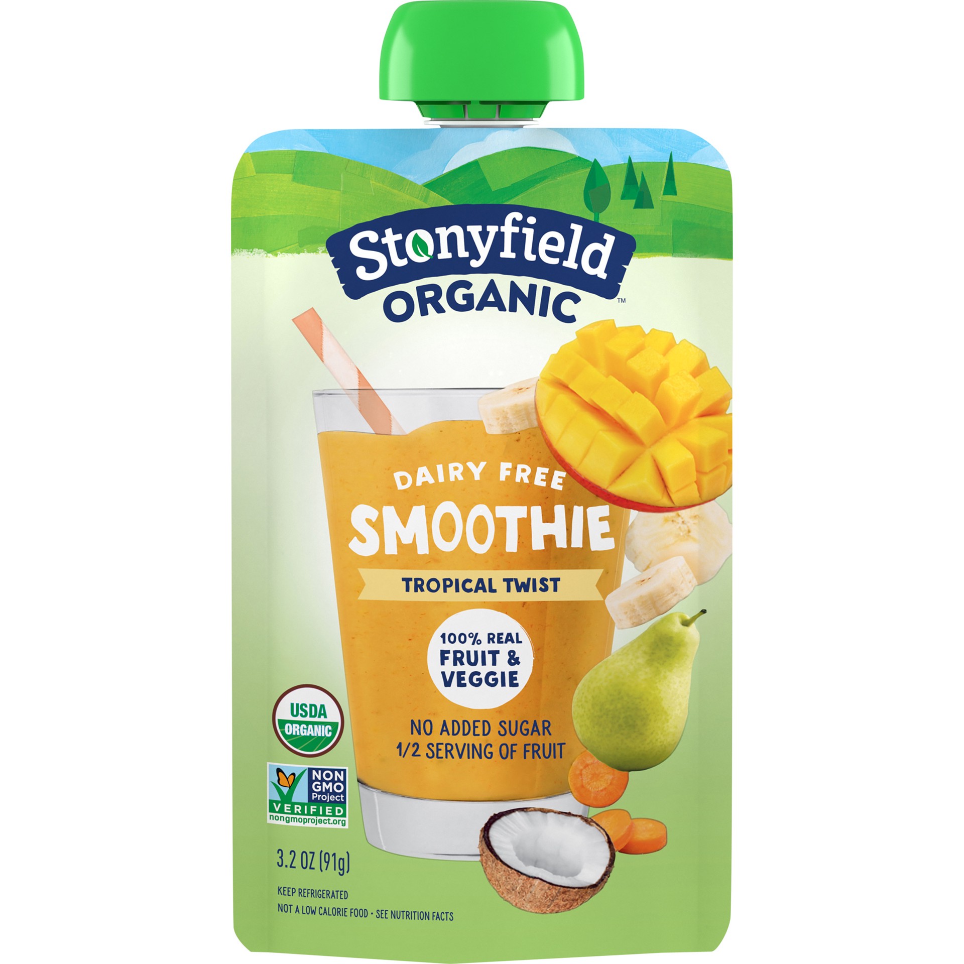 slide 1 of 10, Stonyfield Organic Dairy Free Tropical Twist Smoothie 3.2 oz. Pouch, 3.2 oz