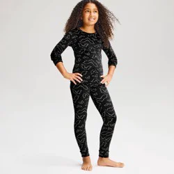 Girls' Halloween Bat Printed Tight Fit Snuggly Soft 2pc Pajama Set - Cat & Jack™ Black 14