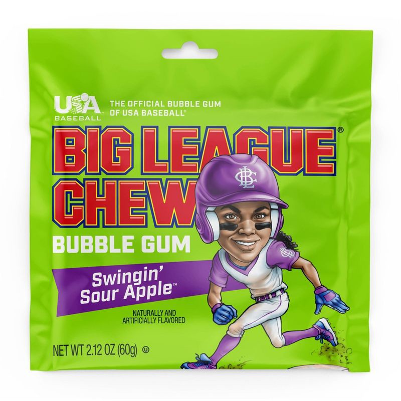 slide 1 of 5, Big League Chew Sour Apple Chewing Gum Candy - 2.12oz, 2.12 oz
