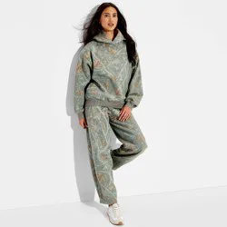 Women's Fleece Hoodie - Wild Fable™ Assorted Greens Camo M