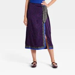 Women's Satin Wrap Midi Skirt - A New Day™ Blue M