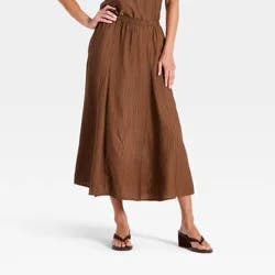 Women's Full Midi A-Line Skirt - A New Day™ Brown M