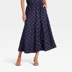 Women's Full Midi A-Line Skirt - A New Day™ Navy Blue M