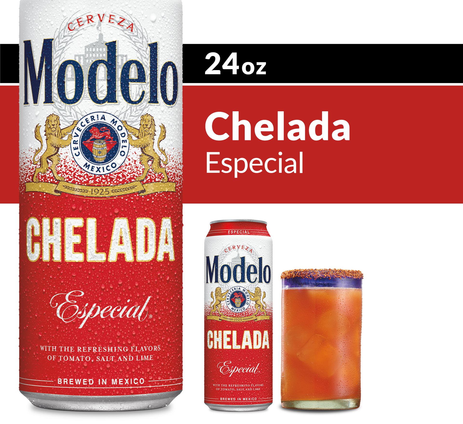 slide 8 of 9, Modelo Chelada Especial Mexican Import Flavored Beer, 24 fl. oz. Single Beer Can, 3.5% ABV, 24 fl oz
