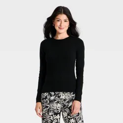Women's Refined Ribbed Top - A New Day™ Black S