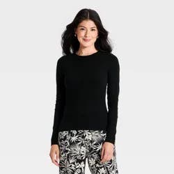 Women's Refined Ribbed Top - A New Day™ Black M