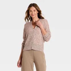 Women's Airy Knit Button-Up Cardigan Sweater - A New Day™ Oatmeal XL