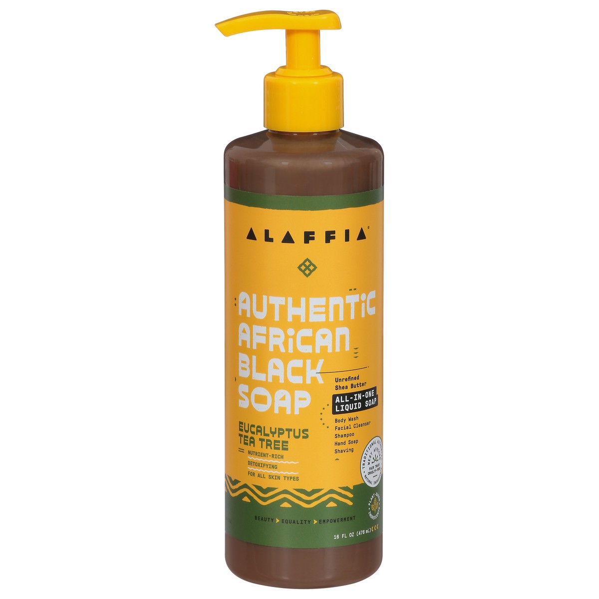slide 1 of 1, Alaffia Authentic African Black Soap Eucalyptus Tea Tree All-in-one Liquid Soap, 16 fl oz