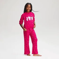 Girls' Hello Kitty and Friends Long Sleeve and Pants 2pc Pajama Set - Dark Pink S