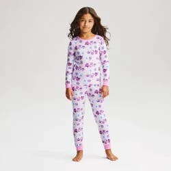 Girls' Hello Kitty Holiday Snuggly Soft Snug Fit Long Sleeve and Pants 2pc Pajama Set - White 6