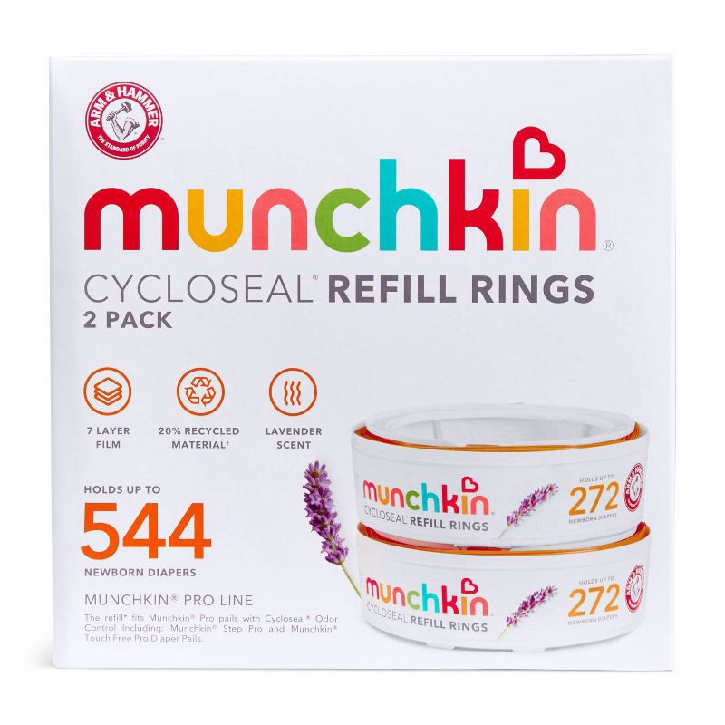 slide 1 of 7, Munchkin CycloSeal Refill Rings for Step Pro and Touch Free Pro Diaper Pail Liners - 2pk, 2 ct