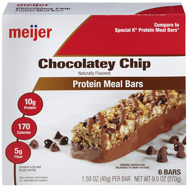 slide 1 of 6, Meijer Chocolatey Chip Protein Meal Bar, 6 ct