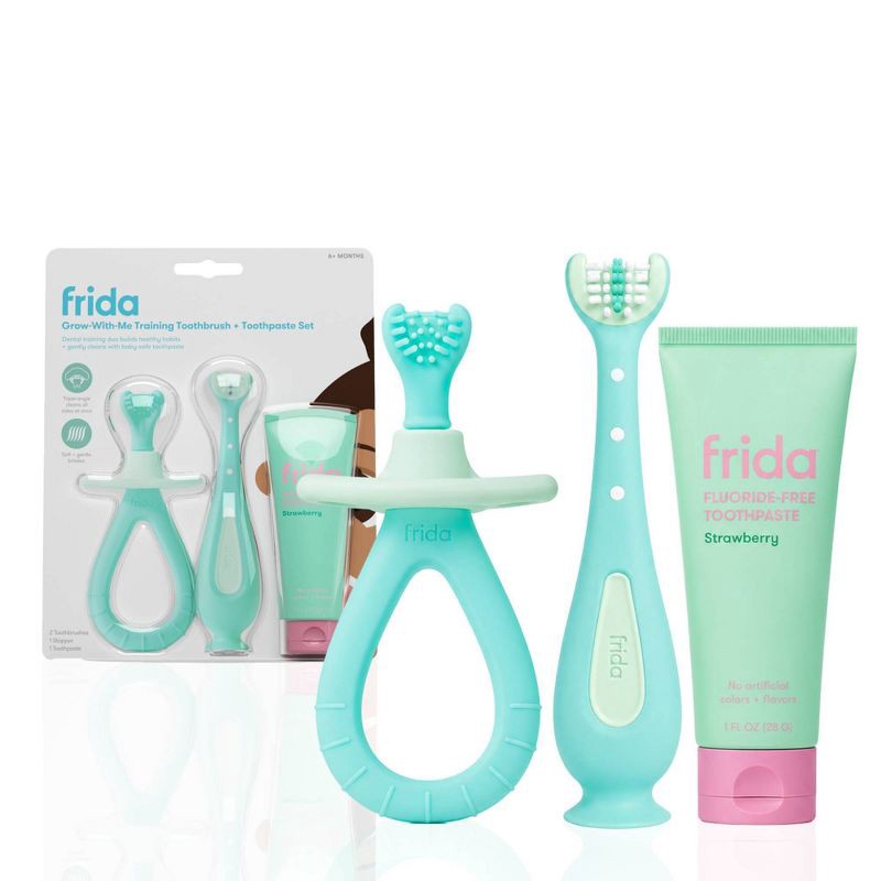 slide 1 of 6, Frida Baby Grow with Me Training Infants Manual Soft Toothbrush Set with Fluoride Free Toothpaste, 1 ct