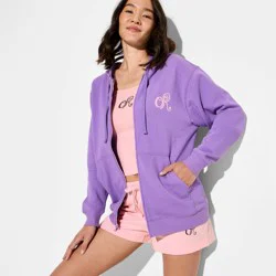 Women's Olivia Rodrigo Hooded Graphic Zip-Up Sweatshirt - Purple XL