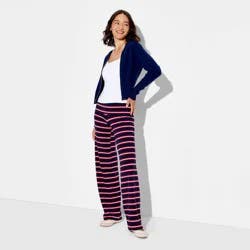 Women's Soft Cotton Low-Rise Straight Leg Pull-On Pants - Wild Fable™ Dark Blue Striped S