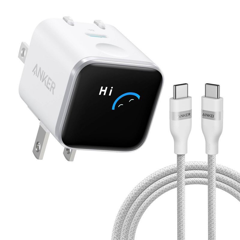 slide 1 of 5, Anker 45W Digital Wall Charger with USB-C to USB-C Cable - 6 ft - White, 6 ft