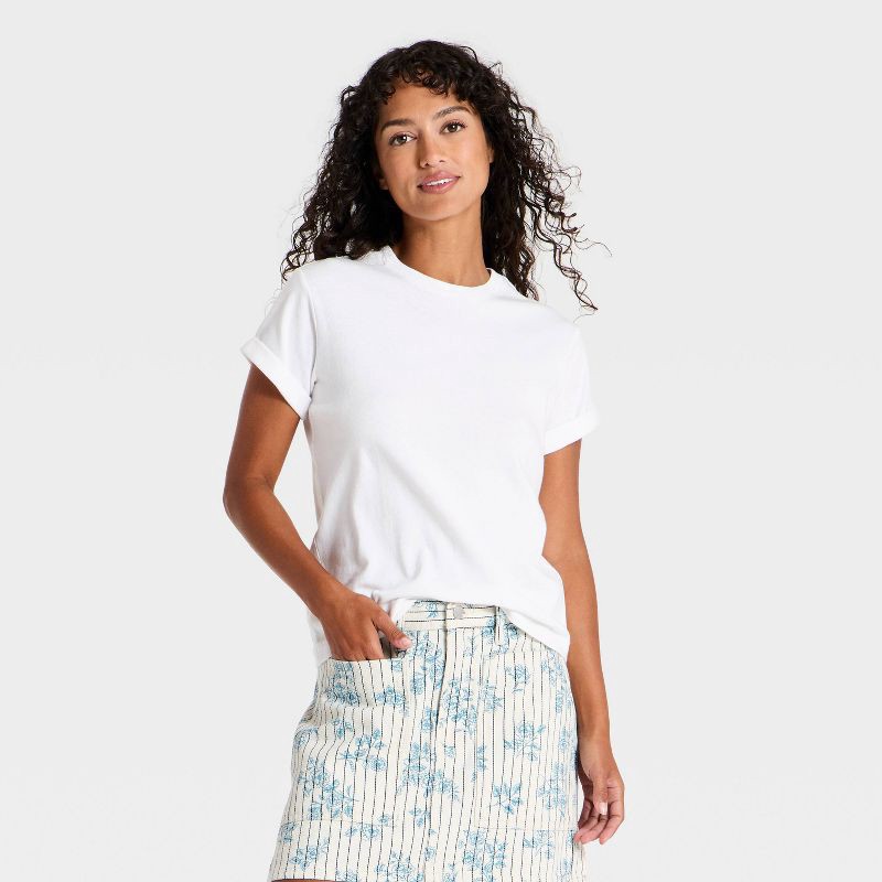 slide 1 of 4, Women's Short Sleeve Lived T-Shirt - Universal Thread™ White L, LG