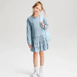 Girls' Long Sleeve Sweatshirt Dress - Cat & Jack™ Blue M