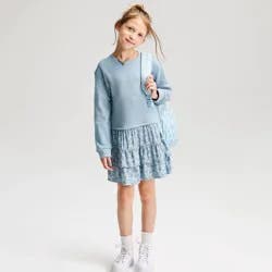 Girls' Long Sleeve Sweatshirt Dress - Cat & Jack™ Blue M