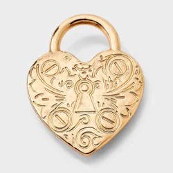 Statement Engraved Heart Padlock Brooch Pin - Universal Thread™ Gold