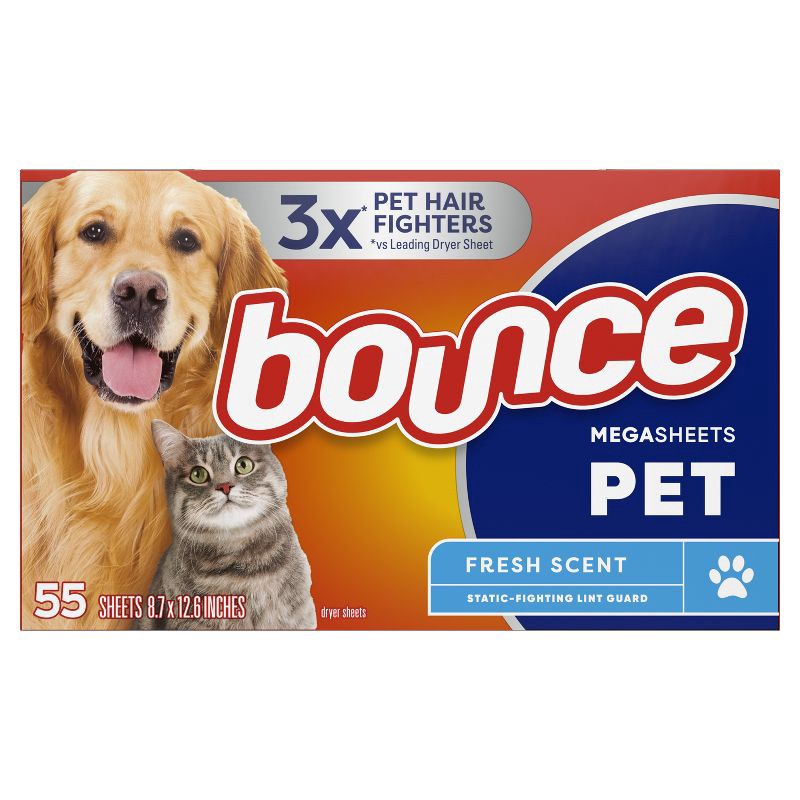 slide 1 of 9, Bounce Fresh Pet Dryer Sheets - 55ct, 55 ct