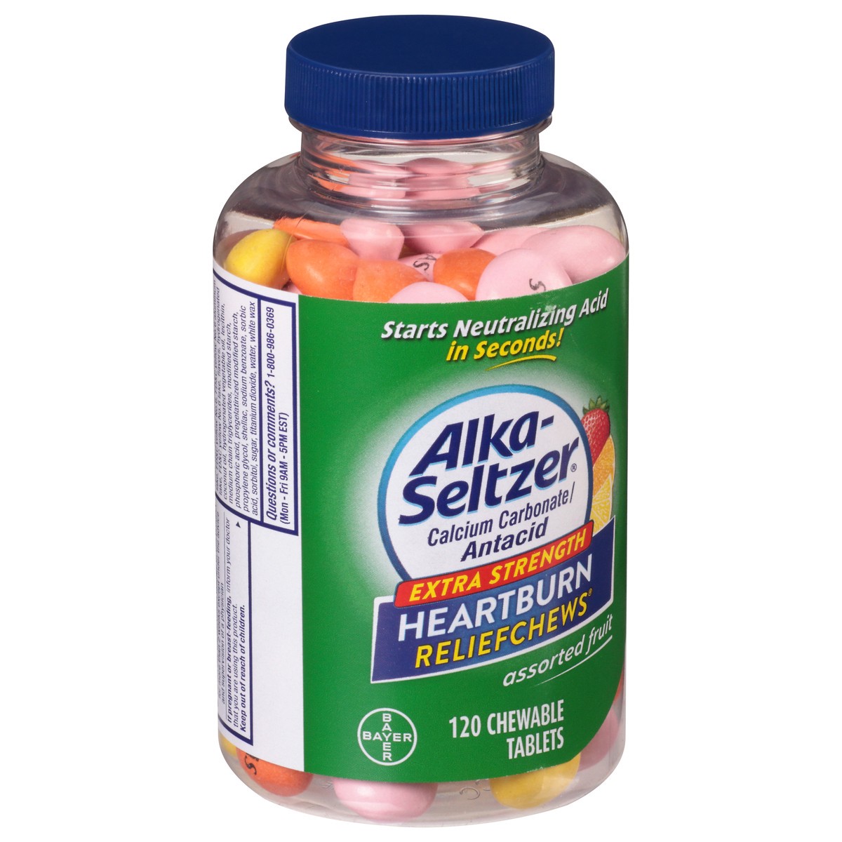 slide 8 of 10, Alka-Seltzer Chewable Tablets Extra Strength Assorted Fruit Heartburn Reliefchews 120 ea Bottle, 120 ct