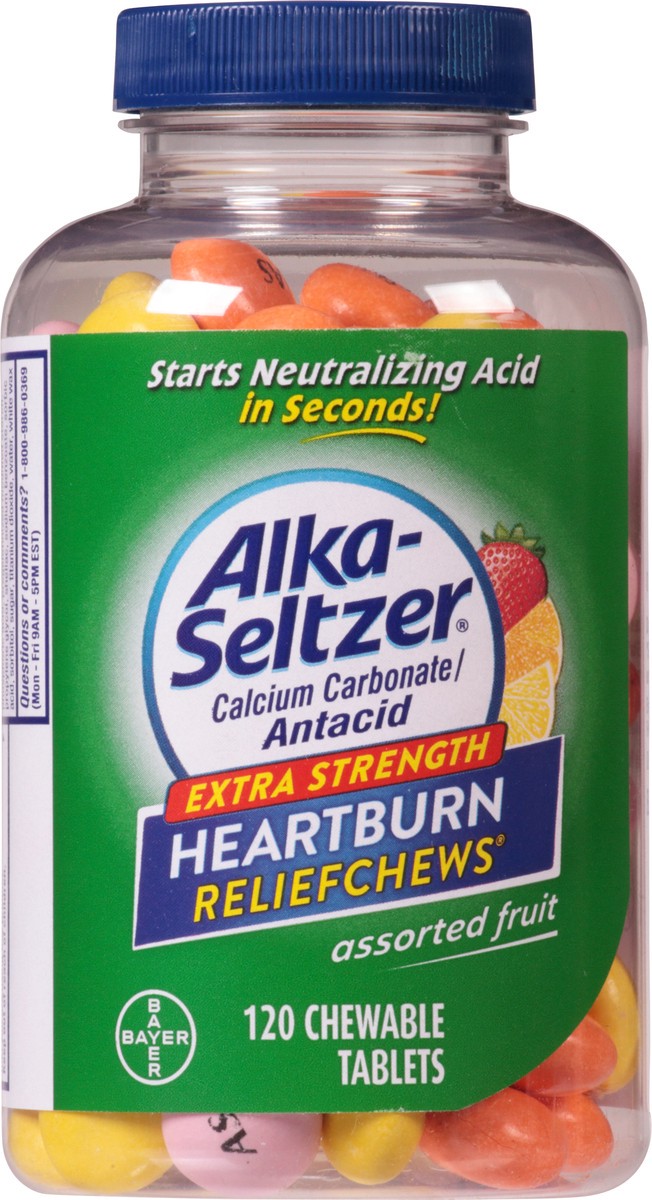 slide 5 of 10, Alka-Seltzer Chewable Tablets Extra Strength Assorted Fruit Heartburn Reliefchews 120 ea Bottle, 120 ct