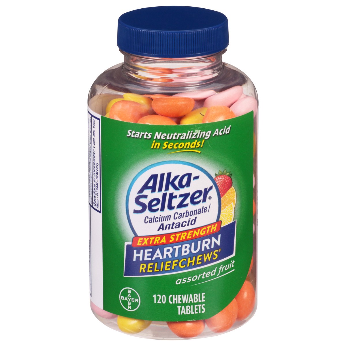 slide 9 of 10, Alka-Seltzer Chewable Tablets Extra Strength Assorted Fruit Heartburn Reliefchews 120 ea Bottle, 120 ct