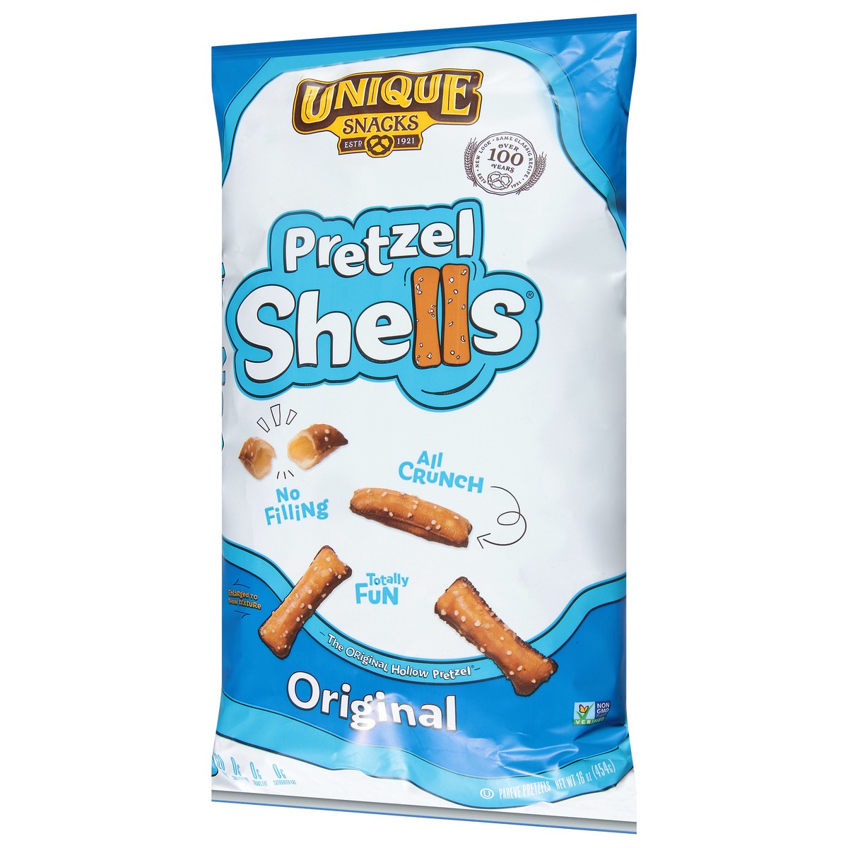 slide 2 of 9, Unique Snacks Original Pretzel Shells 16 oz, 16 oz