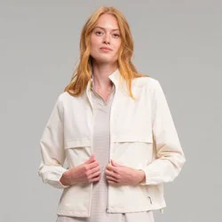 Richer Poorer Women's Woven Full-Zip Cropped Jacket - Cream M