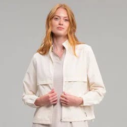 Richer Poorer Women's Woven Full-Zip Cropped Jacket - Cream M
